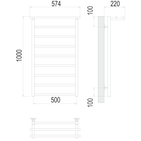Фото Полотенцесушитель TERMINUS Стандарт Контур с/п П9 500х1000 NEW