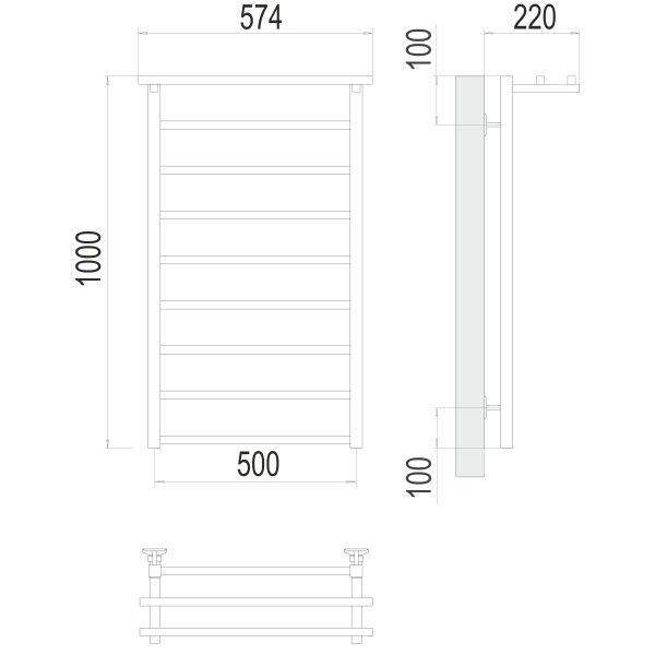 Фото Полотенцесушитель TERMINUS Стандарт Контур с/п П9 500х1000 NEW