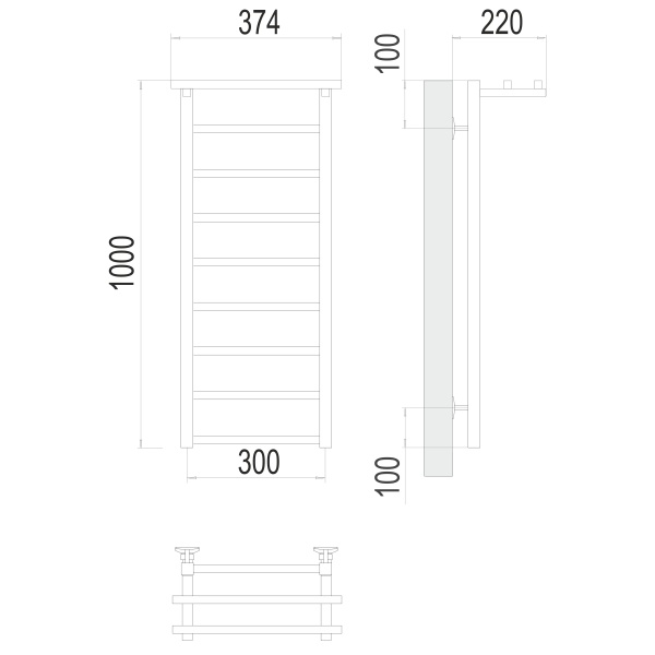 Фото Полотенцесушитель TERMINUS Стандарт Контур П9 300х1000 NEW