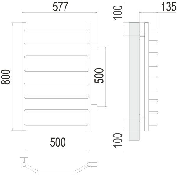 Фото Полотенцесушитель TERMINUS Эконом Виктория П8 500х800 бп500 NEW