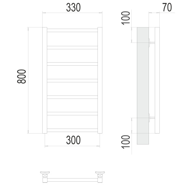 Фото Полотенцесушитель TERMINUS Стандарт Контур П7 300х800 NEW