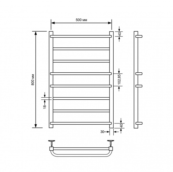 Фото Полотенцесушитель водяной Comfysan Пуро-К (Puro-K) W-8 80/50, черный
