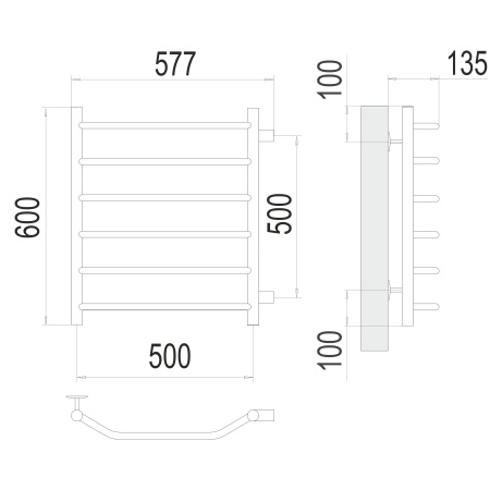 Фото Полотенцесушитель TERMINUS Эконом Виктория П6 500х600 бп500 NEW