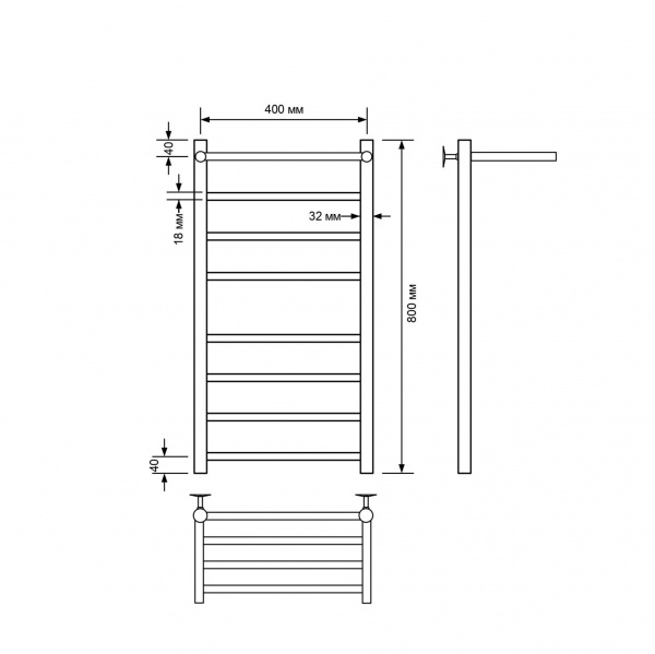 Фото Полотенцесушитель водяной Comfysan Люси (Luce) W-8 80/40 с полкой, хром