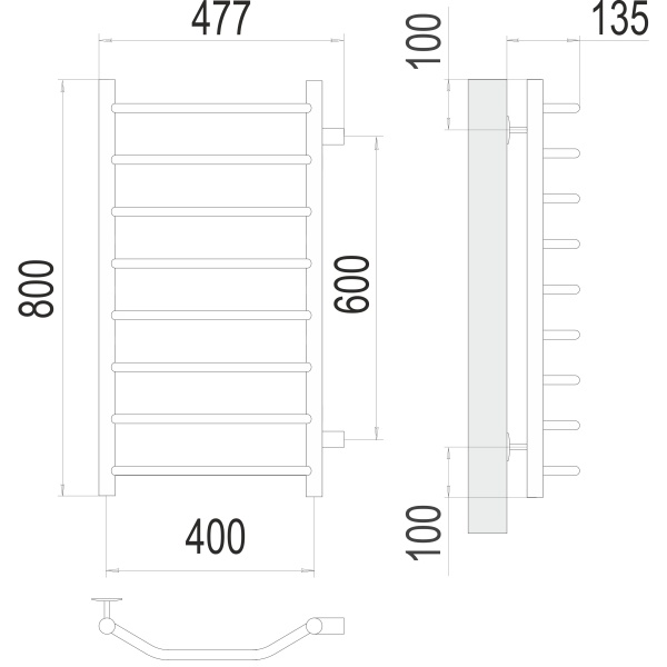 Фото Полотенцесушитель TERMINUS Эконом Виктория П8 400х800 бп600 NEW*