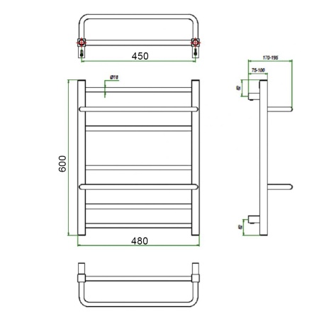 Фото Полотенцесушитель ГРОТА VISTA 48/60(-)