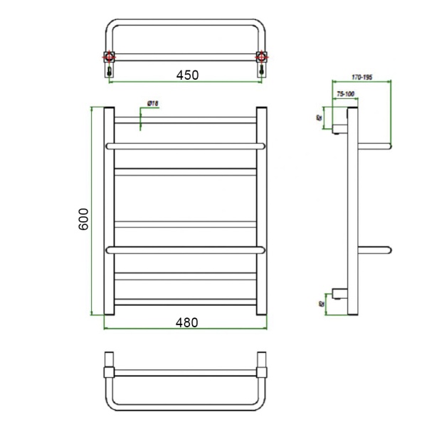 Фото Полотенцесушитель ГРОТА VISTA 48/60(-)