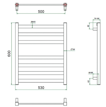 Фото Полотенцесушитель ГРОТА VENTO 53/60