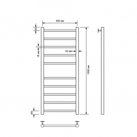 Фото Полотенцесушитель водяной Comfysan Ноуми (Noumi) W-10 100/40, черный