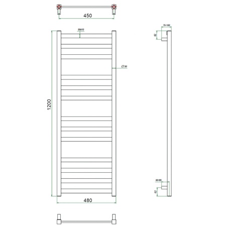 Фото Полотенцесушитель ГРОТА VENTO 48/120