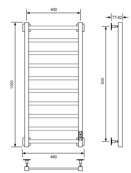 Полотенцесушитель электрический с/т Comfysan Рома-К (Roma-K) EC-10 100/40, черный - фото и схемы подключения