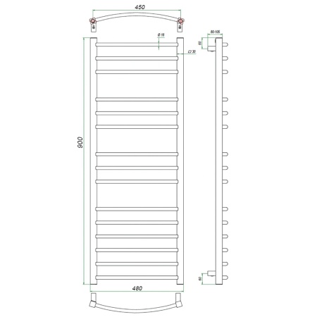 Фото Полотенцесушитель ГРОТА CALMA 48/90