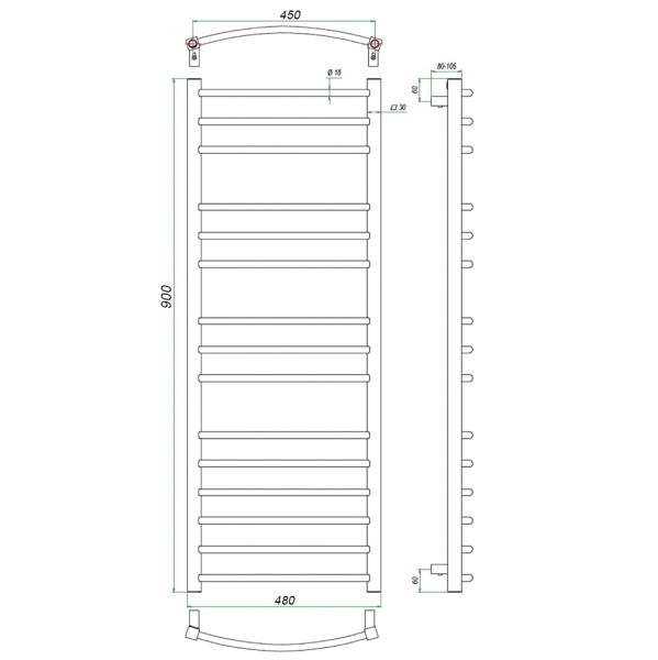 Фото Полотенцесушитель ГРОТА CALMA 48/90