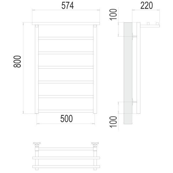Фото Полотенцесушитель TERMINUS Стандарт Контур с/п П7 500х800 NEW