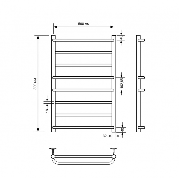 Фото Полотенцесушитель водяной Comfysan Пуро (Puro) W-8 80/50, черный