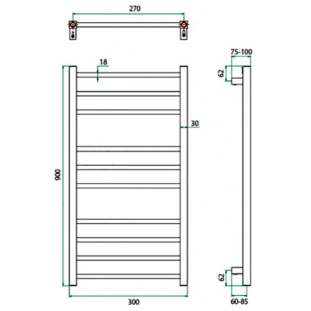 Фото Полотенцесушитель ГРОТА ECOCLASSIK 30/90