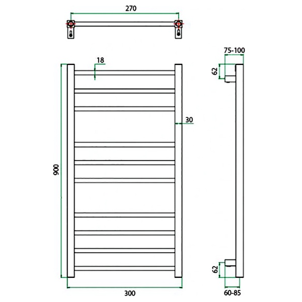 Фото Полотенцесушитель ГРОТА ECOCLASSIK 30/90