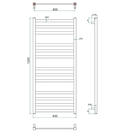 Фото Полотенцесушитель ГРОТА VENTO 63/120
