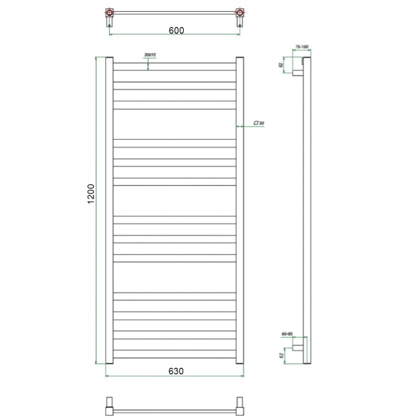Фото Полотенцесушитель ГРОТА VENTO 63/120