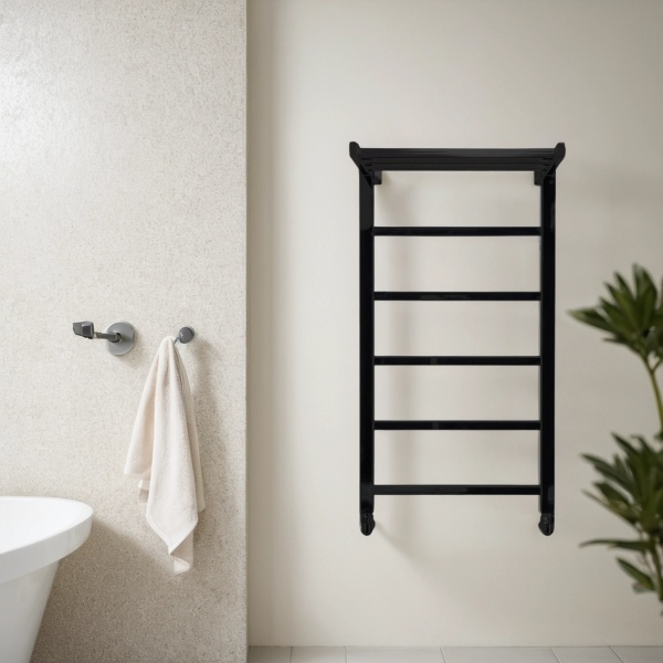 Фото Полотенцесушитель водяной Comfysan Мартэ-К (Marte-K) W-6 80/40 с полкой, черный