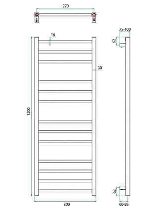 Фото Полотенцесушитель ГРОТА ECOCLASSIK 30/120