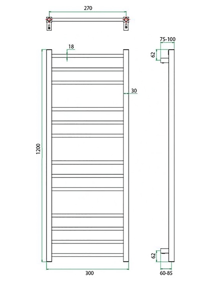 Фото Полотенцесушитель ГРОТА ECOCLASSIK 30/120