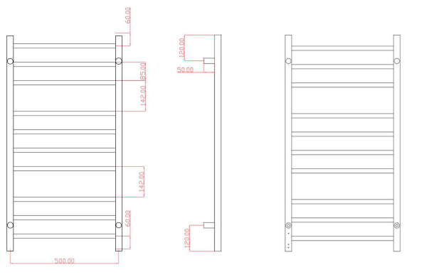 Полотенцесушитель электрический с/т Comfysan Мэджик-К (Magico-K) EC-10 100/50, золото, гальваника - фото и схемы подключения
