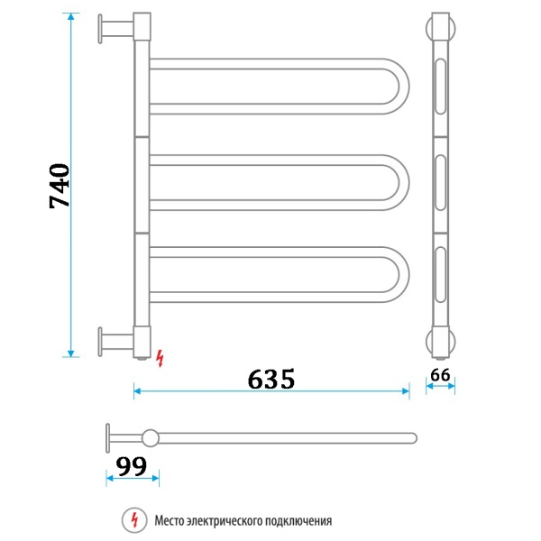Полотенцесушитель Электрич. Energy U chrome G3 54W - фото и схемы подключения