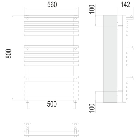 Фото Полотенцесушитель TERMINUS Стандарт Вента люкс П16 500х800 NEW