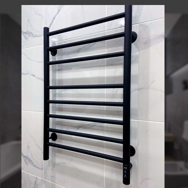 Полотенцесушитель Электрич. с/т GROIS Laura GR-132 500x 800 RAL 9005 П8 U черный матовый - фото и схемы подключения