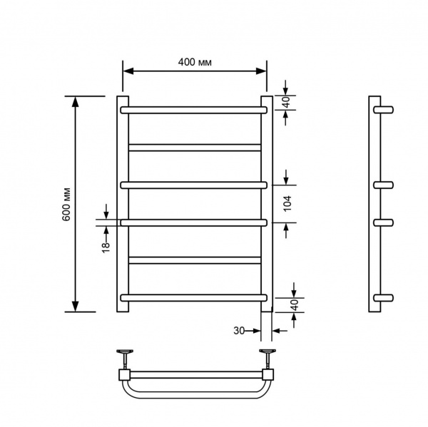 Фото Полотенцесушитель водяной Comfysan Пуро-К (Puro-K) W-6 60/40, черный