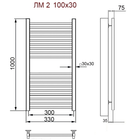 Фото Полотенцесушитель Ника ЛМ-2 100/30*