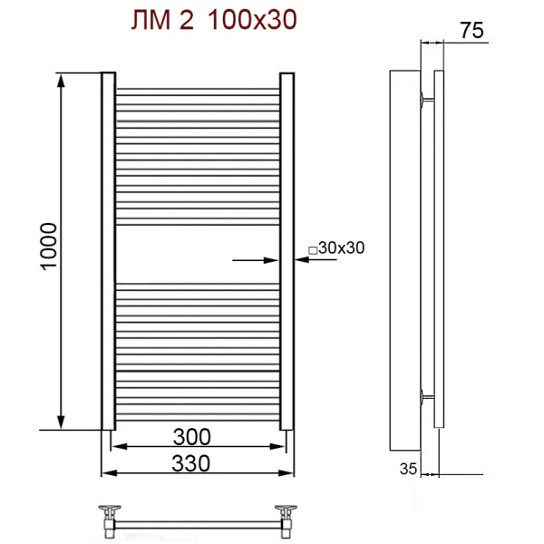 Фото Полотенцесушитель Ника ЛМ-2 100/30*