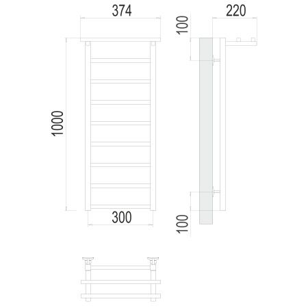 Фото Полотенцесушитель TERMINUS Стандарт Контур c/п П9 300х1000 NEW