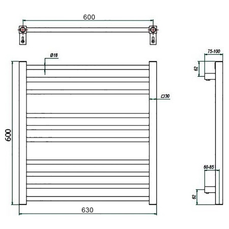 Фото Полотенцесушитель ГРОТА CLASSIC 63/60(-)