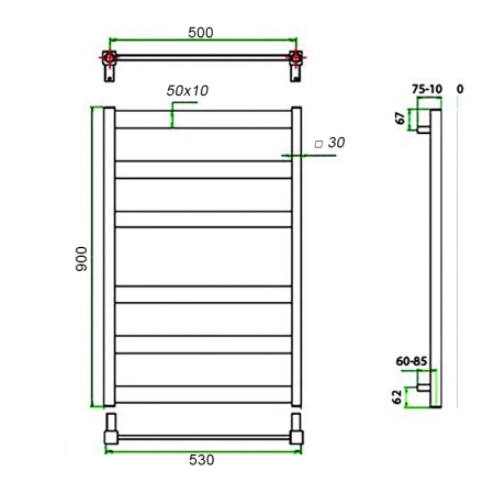 Фото Полотенцесушитель ГРОТА BREZZA 53/90