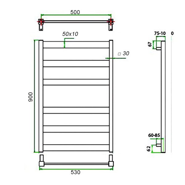 Фото Полотенцесушитель ГРОТА BREZZA 53/90