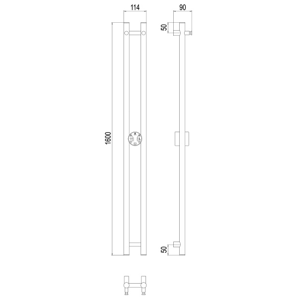Полотенцесушитель с/т Terminus Электро Стойка DUO КРУГ 1600 - фото и схемы подключения