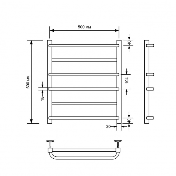 Фото Полотенцесушитель водяной Comfysan Пуро-К (Puro-K) W-6 60/50, черный