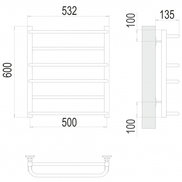 Фото Полотенцесушитель TERMINUS Эконом Евромикс П6 500х600 NEW*