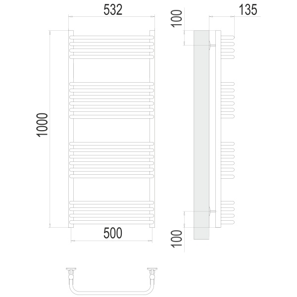 Фото Полотенцесушитель TERMINUS Стандарт Стандарт П20 500х1000 NEW