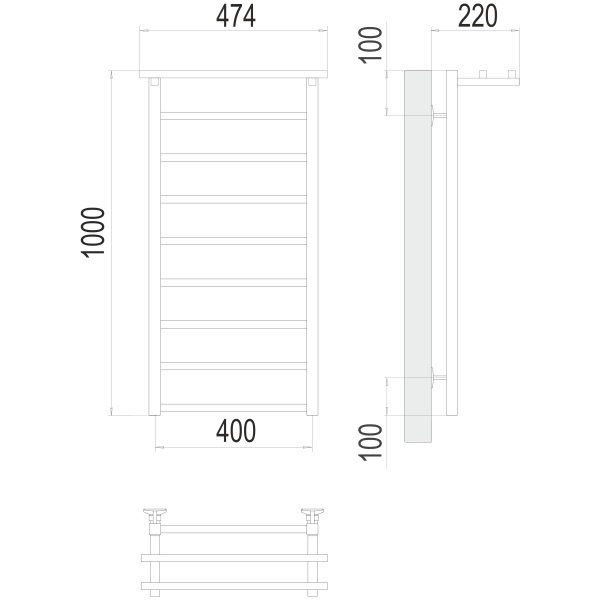 Фото Полотенцесушитель TERMINUS Стандарт Контур с/п П9 400х1000 NEW