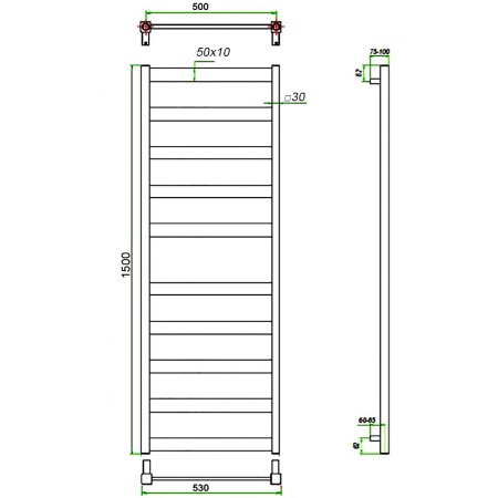 Фото Полотенцесушитель ГРОТА BREZZA 53/150