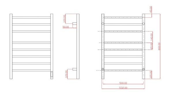 Полотенцесушитель электрический с/т Comfysan Стелла (Stella) EC-8 80/50, золото, гальваника выбрать и сравнить в шоуруме или в онлайн магазине