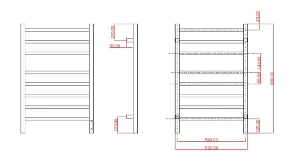 Полотенцесушитель электрический с/т Comfysan Мэджик-К (Magico-K) EC-8 80/50, золото, гальваника выбрать и сравнить в шоуруме или в онлайн магазине