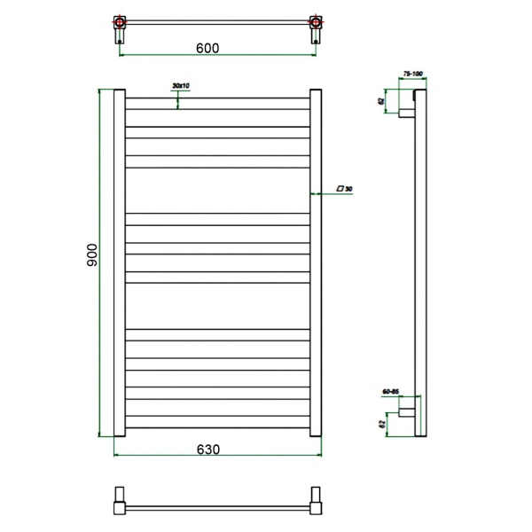 Фото Полотенцесушитель ГРОТА VENTO 63/90