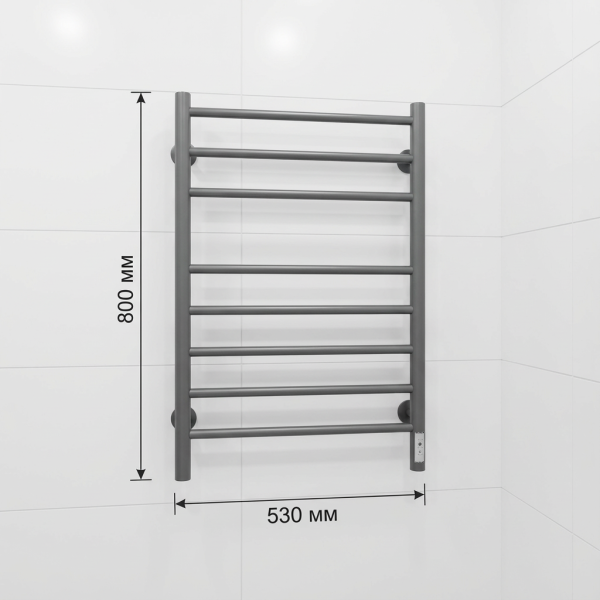 Полотенцесушитель Электрич. с/т GROIS Laura GR-132 500x 800 П8 gray U - фото и схемы подключения