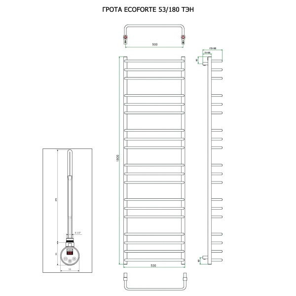 Полотенцесушитель ГРОТА ECOFORTE 53/180 ТЭН хром