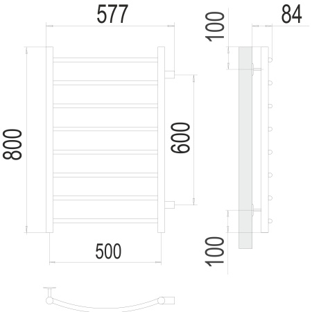 Фото Полотенцесушитель TERMINUS Эконом Классик П8 500х800 бп600 NEW