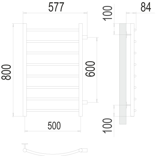 Фото Полотенцесушитель TERMINUS Эконом Классик П8 500х800 бп600 NEW
